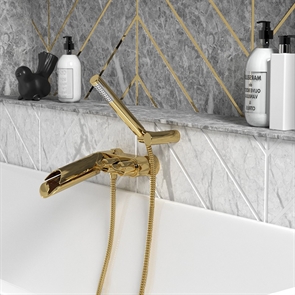 Смеситель для ванны Paini Morgana с аксессуаром, золото - фото 8845